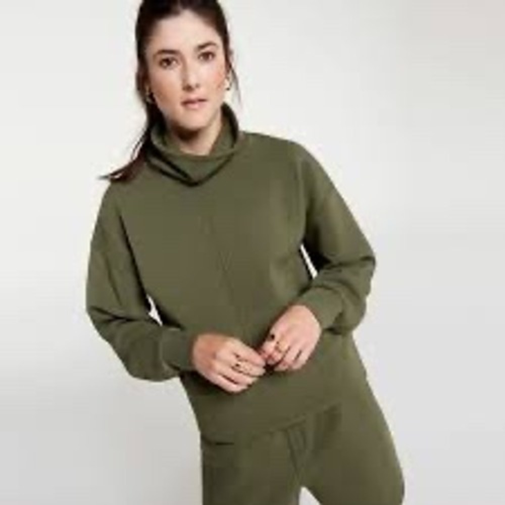 Calia by Carrie Underwood Women XS Olive Green Mock Neck Sweatshirt WAX31355